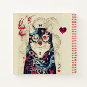 Carnet CHAT JAPONAIS EN TATOO DE SAINTE, Coeur Rouge (Dos)