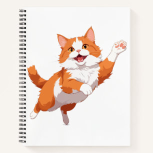 Carnet Chat Joyeux Jouer Fun Jumping Dans L'Air Joyeux
