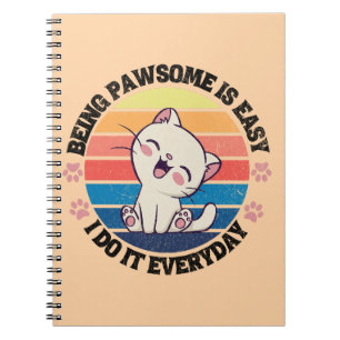 Carnet Chat Kawaii blanc mou