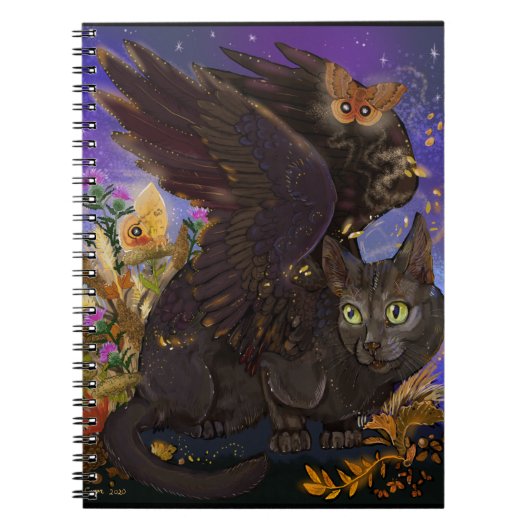 Carnet Chat magique de l'automne du corbeau (Devant)