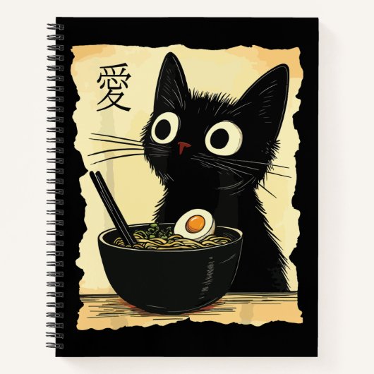 Carnet Chat mangeant des ramen  (Devant)