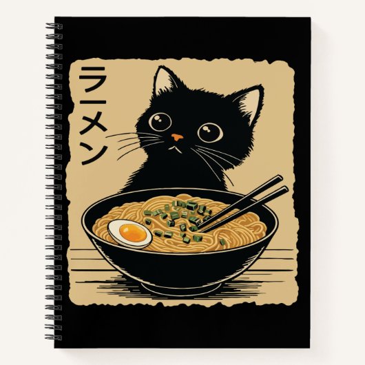 Carnet Chat mangeant des ramen (Devant)