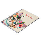 Carnet Chat mignon aquarelle florale  (Côté gauche)