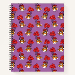 Carnet Chat mignon avec Ballons de Coeur Rouge