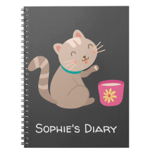 Carnet Chat mignon avec tasse de thé dessin animé