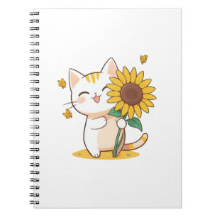 Carnet Chat mignon avec un design Kawaii tournesol