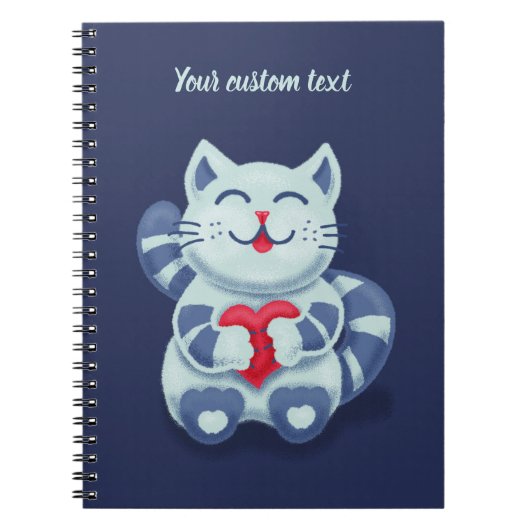 Carnet Chat Mignon Bleu Saint Valentin Enfants (Devant)
