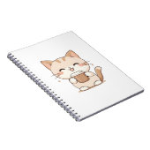 Carnet Chat Mignon Buvant du Café Design Kawaii (Côté Droit)