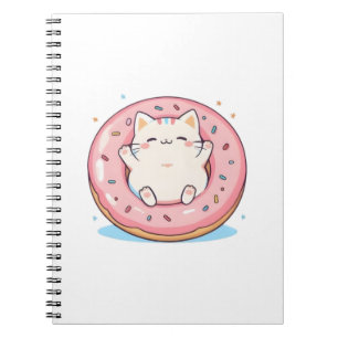 Carnet Chat mignon dans un design doux Kawaii de beignet