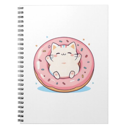 Carnet Chat mignon dans un design doux Kawaii de beignet (Devant)
