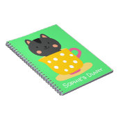 Carnet Chat mignon dans une tasse à thé dessin animé sur  (Côté Droit)