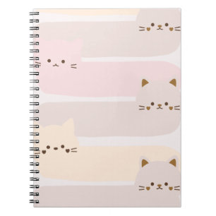 Carnet Chat mignon design couleur pastel rose jaune marro
