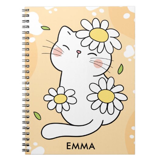 Carnet Chat mignon dessin animé personnalisé Daisy (Devant)