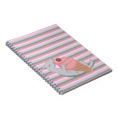 Carnet Chat mignon mangeant de la glace rayée (Côté Droit)