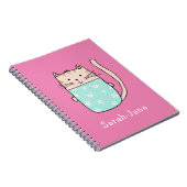 Carnet Chat mignon personnalisé nom rose (Côté Droit)