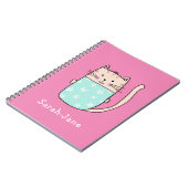 Carnet Chat mignon personnalisé nom rose (Côté gauche)