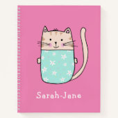 Carnet Chat mignon personnalisé nom rose (Devant)