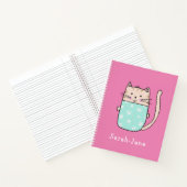 Carnet Chat Mignon Personnalisé Nom Rose (Intérieur)