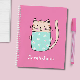Carnet Chat mignon personnalisé nom rose