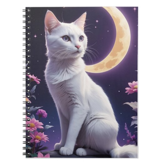 Carnet Chat mignon sur la lune du croissant (Devant)