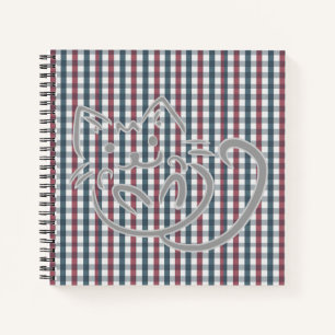Carnet Chat mignon sur plaque rouge et bleue