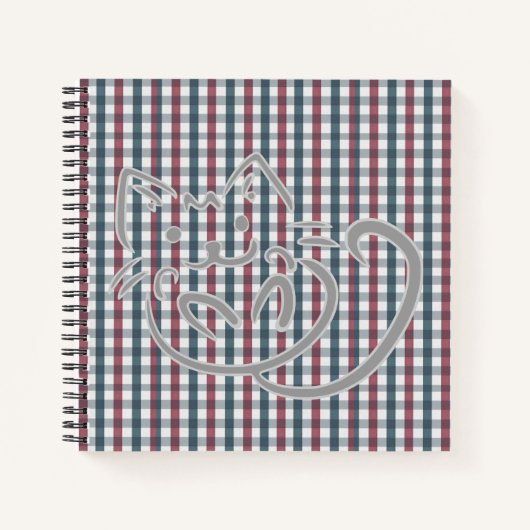 Carnet Chat mignon sur plaque rouge et bleue (Devant)