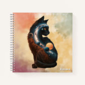 Carnet Chat mignonne & Planètes, Animaux amusants, Aquare (Devant)