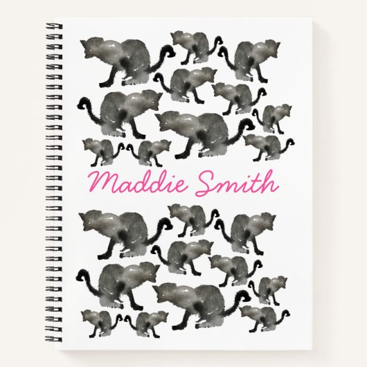 Carnet Chat monochrome couleur noir (Devant)