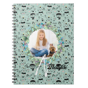 Carnet Chat Motifs Monogramme Personnalisé Votre Enfant P