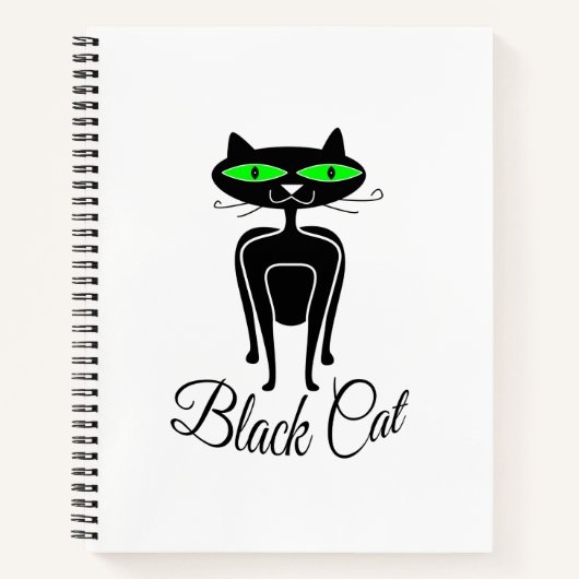 Carnet Chat noir aux yeux verts (Devant)