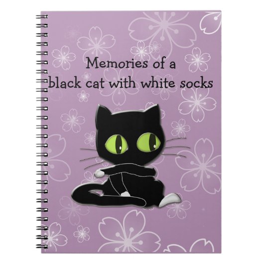 Carnet chat noir avec chaussettes blanches (Devant)