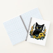 Carnet chat noir avec fleurs (Intérieur)