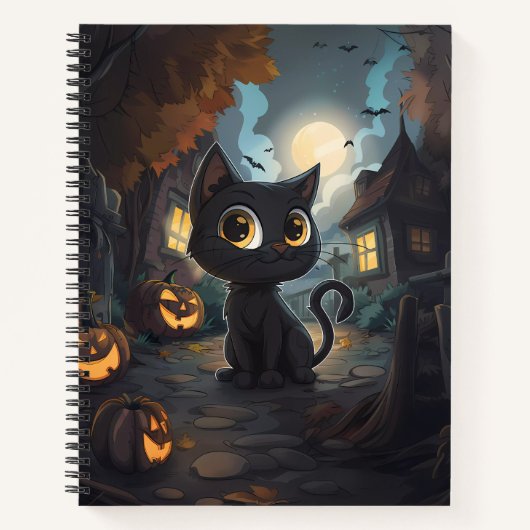 Carnet Chat noir avec Jack-o-Lanterns d'Halloween (Devant)