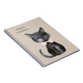 Carnet Chat noir crème noeud rose (Côté Droit)