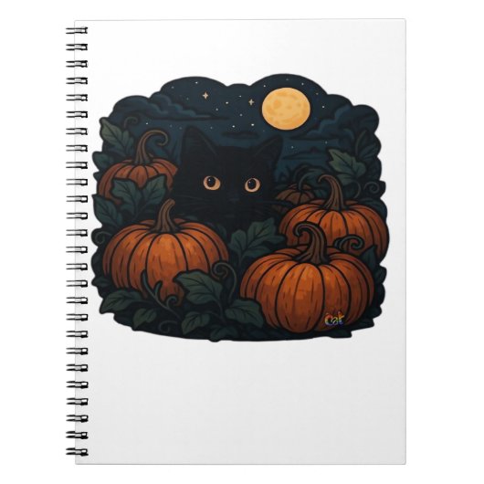 Carnet Chat noir dans le T-shirt classique Patch (Devant)