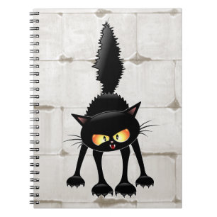 Carnet Chat noir de dessin animé drôle et féroce 