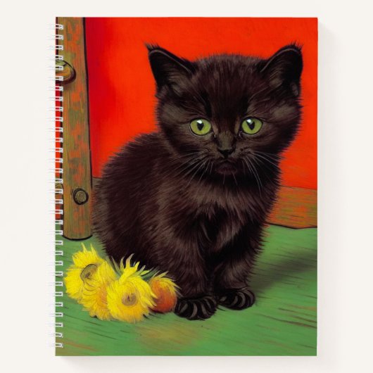 Carnet Chat noir de style Van Gogh (Devant)