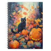 Carnet Chat noir d'Halloween avec citrouilles effrayant (Devant)