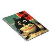 Carnet Chat noir drôle mangeant du Ramen (Côté Droit)
