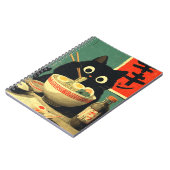 Carnet Chat noir drôle mangeant du Ramen (Côté gauche)