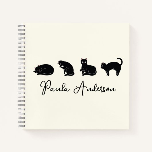 Carnet Chat noir drôle mignon personnalisable (Devant)