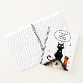 Carnet Chat noir drôle qui réfléchit trop Citation Toit (Intérieur)