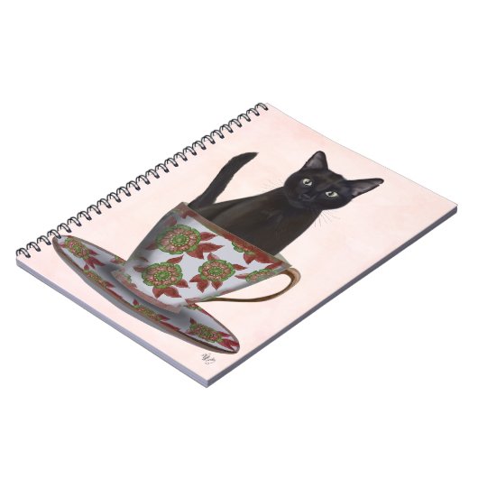Carnet Chat noir en Teacup (Côté gauche)