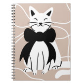 Carnet Chat noir et blanc avec ligne abstraite (Devant)