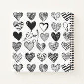 Carnet Chat noir et blanc et Motif de coeur (Dos)