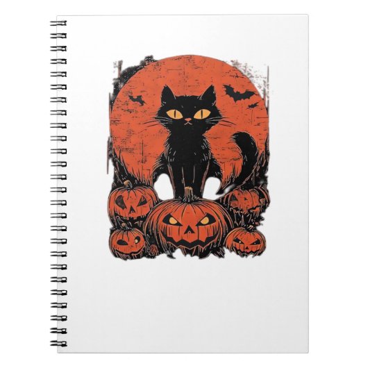 Carnet Chat noir et Citrouille - Halloween T-shirt Art Cl (Devant)