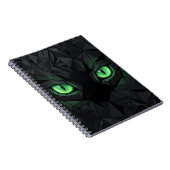 Carnet Chat noir Low Poly avec des yeux verts émeraude (Côté Droit)