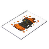 Carnet Chat noir mignon assis sur Citrouille Automne esth (Côté gauche)