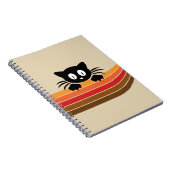 Carnet Chat noir mignon avec rayures rétro (Côté Droit)