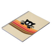 Carnet Chat noir mignon avec rayures rétro (Côté gauche)